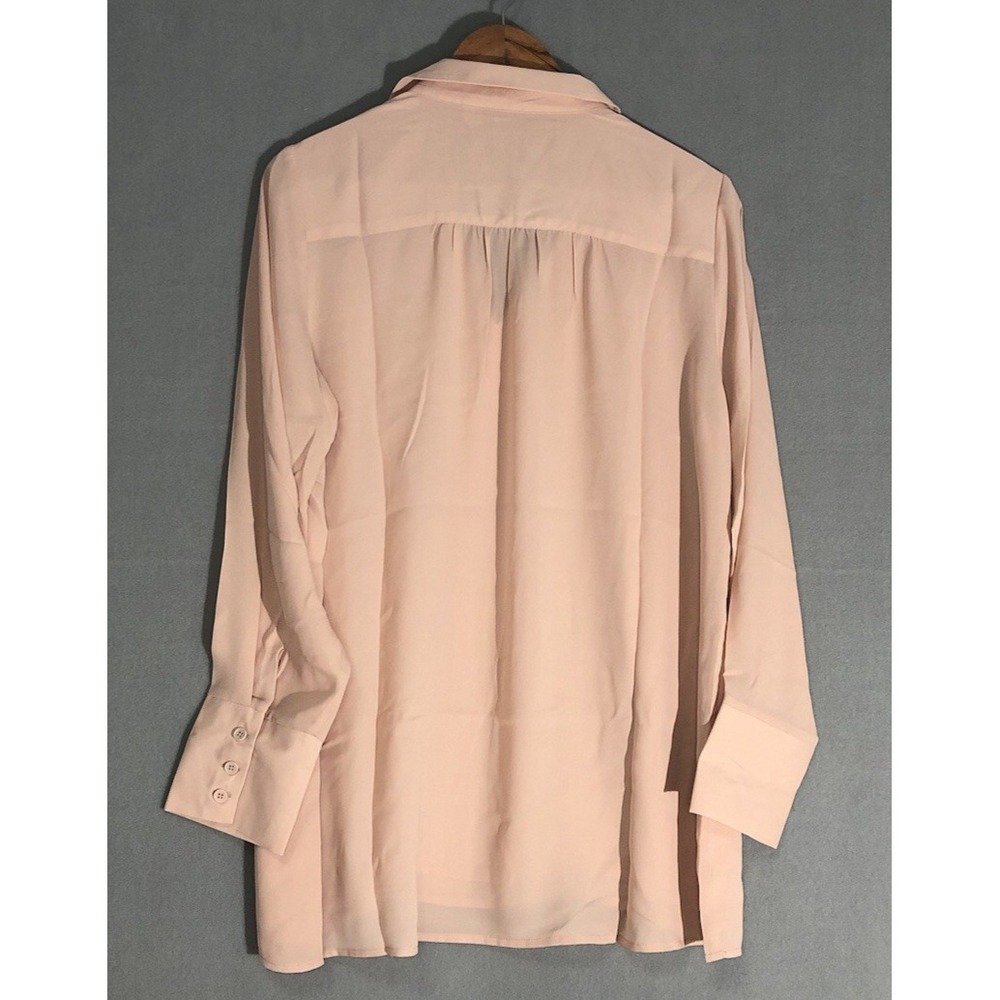 Joan Rivers Flowy Long Sleeve Blouse w/Button Neckline Bisque Sz M NEW - Picture 3 of 5